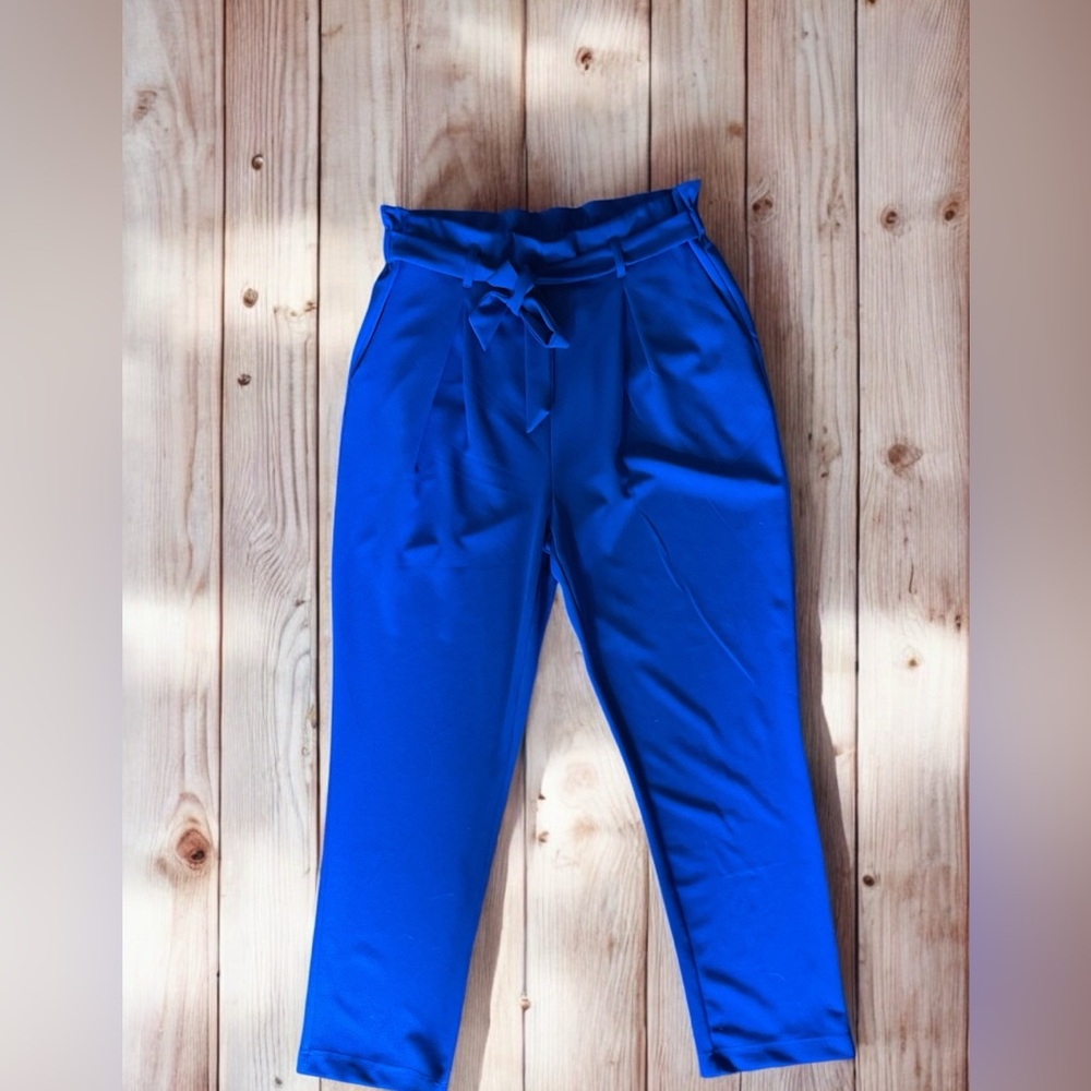 Charlotte Russe Royal Blue Paper Bag Straight Leg Pants - XL